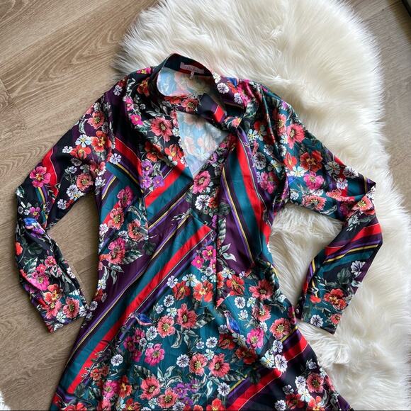 parker madison stripe floral shift dress size 8 - Picture 4 of 9